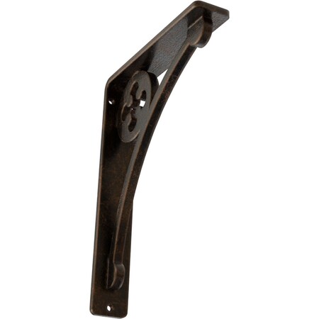 Ekena Millwork Crawley Wrought Iron Bracket, (Single center brace), Antiqued Bronze 1 1/2"W x 5 1/2"D x 8"H BKTM01X05X08SCRABZ